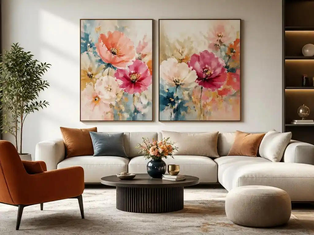 Comment harmoniser des peintures abstraites de fleurs chez soi ?