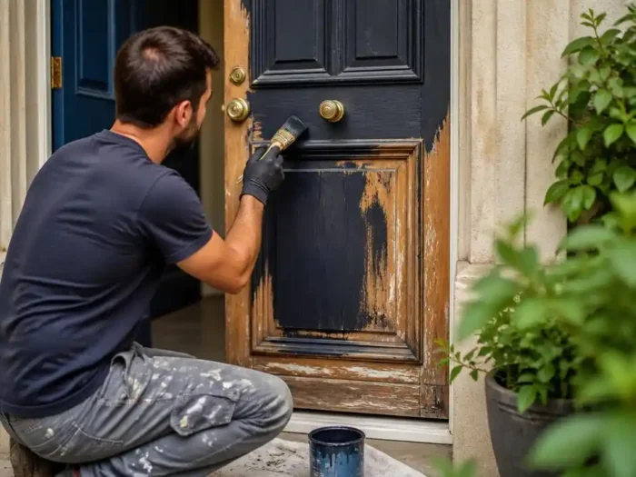 Comment réussir la peinture porte d'entrée bois ancienne ?
