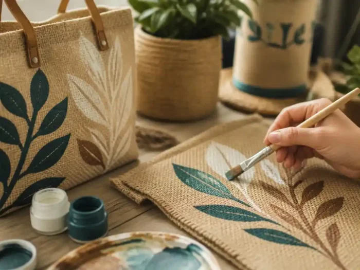 Personnaliser sa déco avec de la peinture pour toile de jute