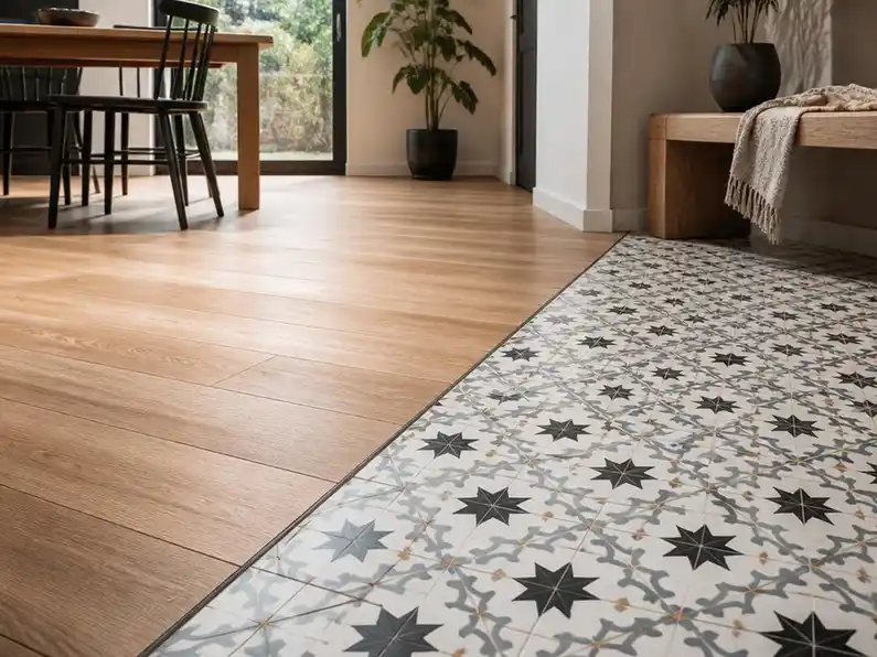 Réussir la pose d'un parquet carreaux de ciment sans transition