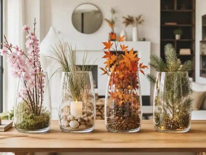 Comment décorer un grand vase transparent au fil des saisons ?