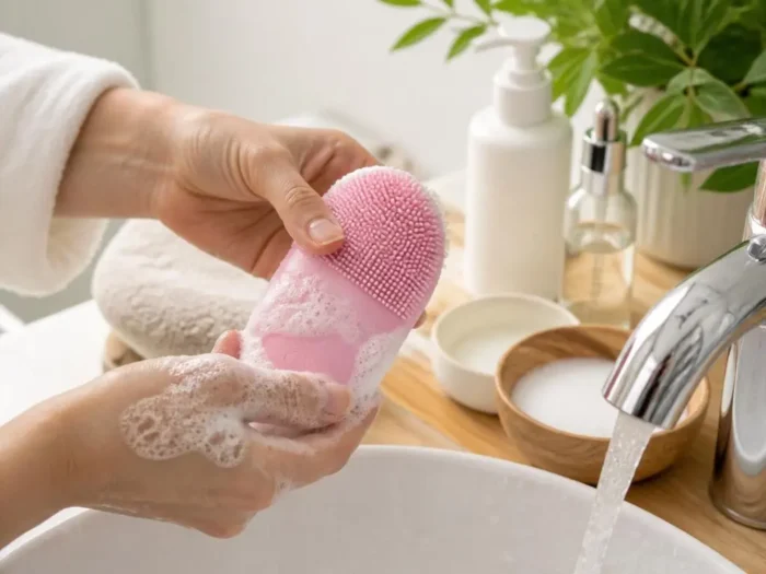 Comment nettoyer sa brosse visage pour éviter les boutons ?