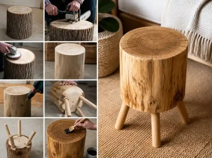 Fabriquer son tabouret rondin de bois maison étape par étape