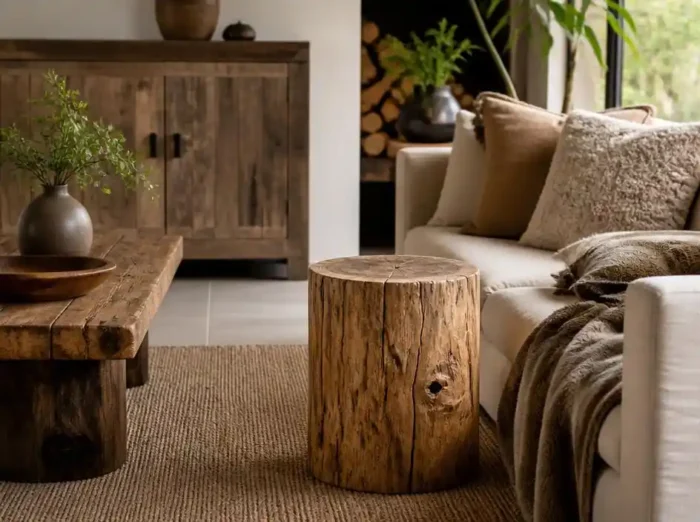 Le charme rustique d'un tabouret rondin de bois