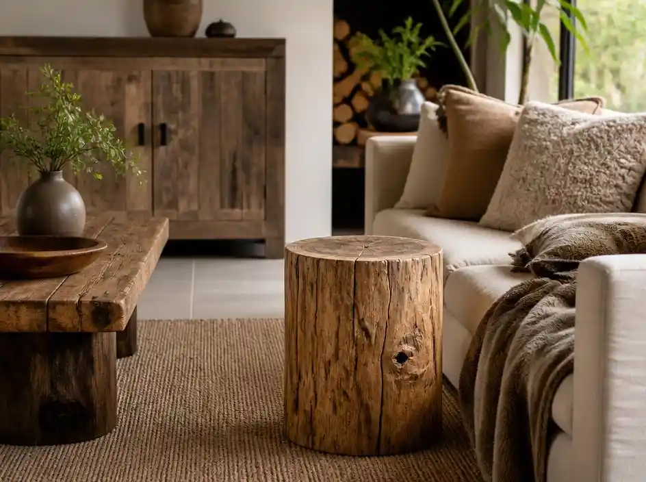 Le charme rustique d'un tabouret rondin de bois