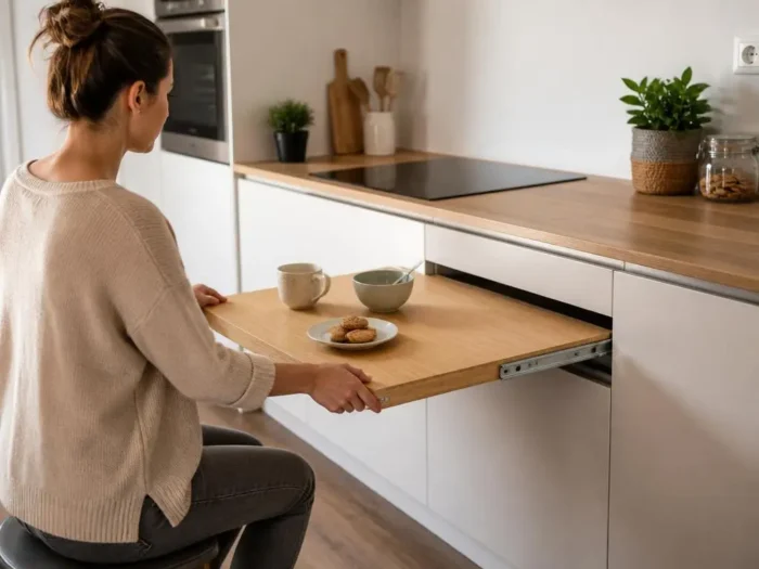 Maximiser l'espace : intégrer une table coulissante sous plan de travail