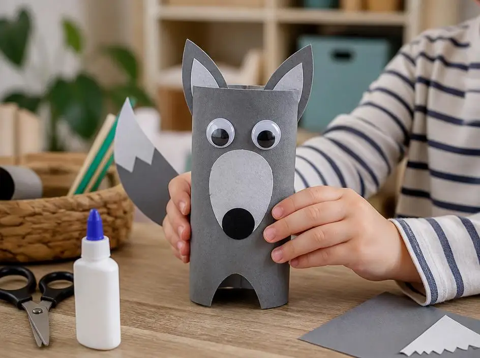 Activités manuelles : réaliser un loup en carton avec les enfants