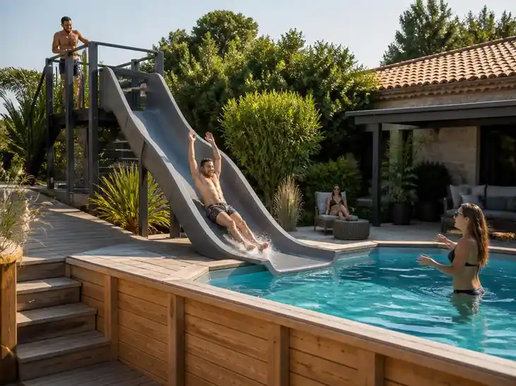 Aménager une aire de jeux aquatique avec un toboggan piscine pour adulte