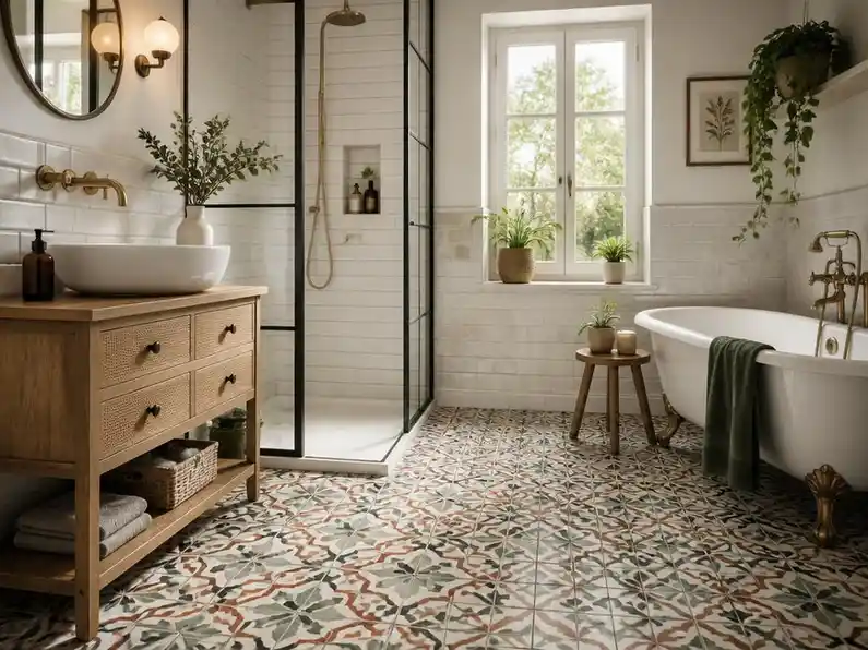 Comment rénover sa salle de bain carreau ciment avec style