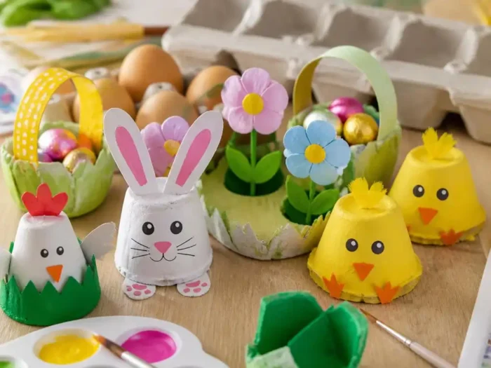 Créer des décorations de Pâques avec du bricolage boite a oeuf