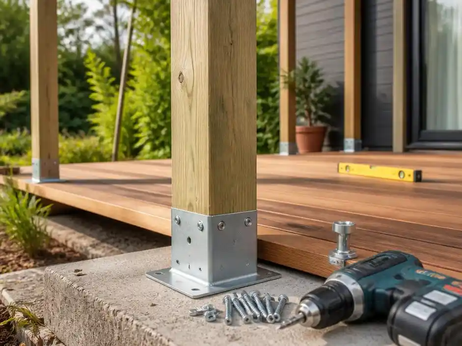 Guide expert pour bien fixer un poteau bois pour terrasse