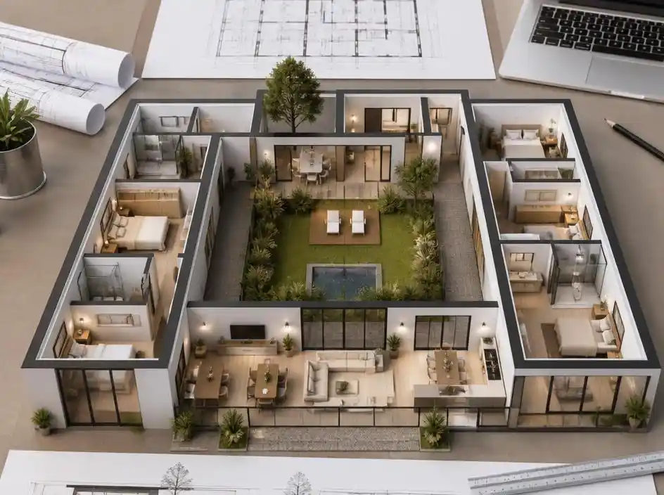 Le guide ultime pour concevoir un plan maison en u 3d