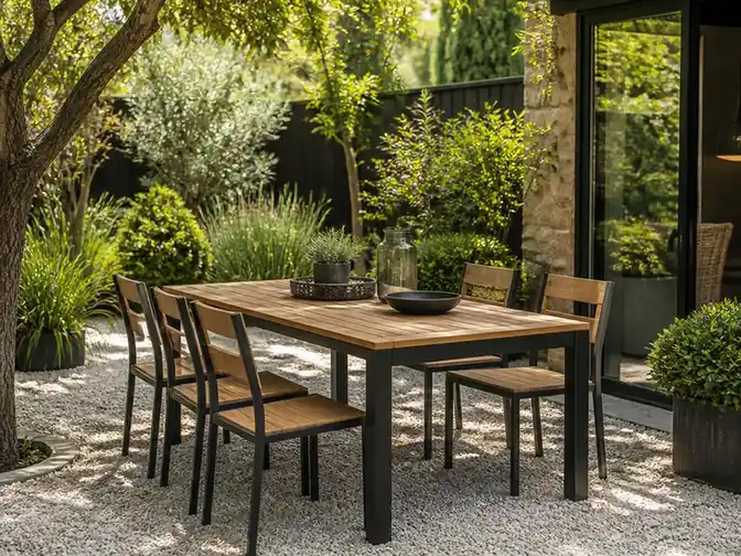 Optimiser son espace avec une table de jardin bois et metal