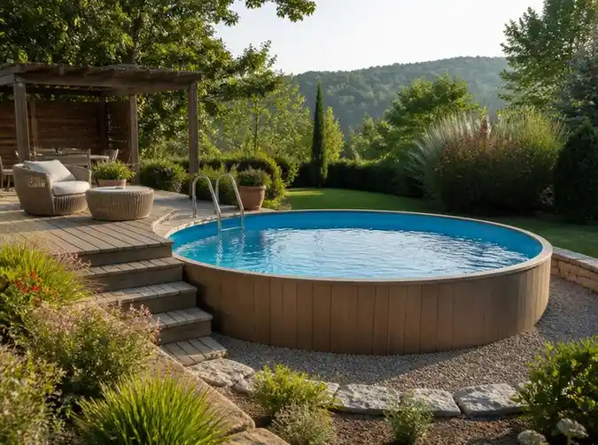 Piscine ronde semi-enterrée: budget, choix et terrain