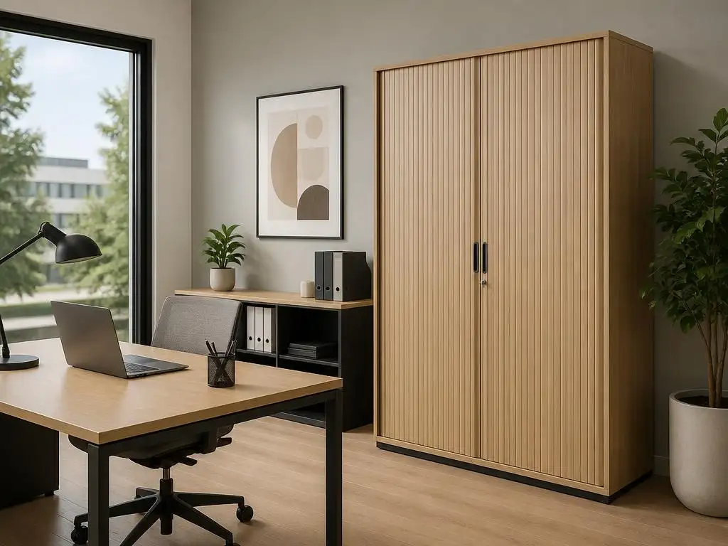 Pourquoi choisir une armoire à rideaux décor bois pour son bureau