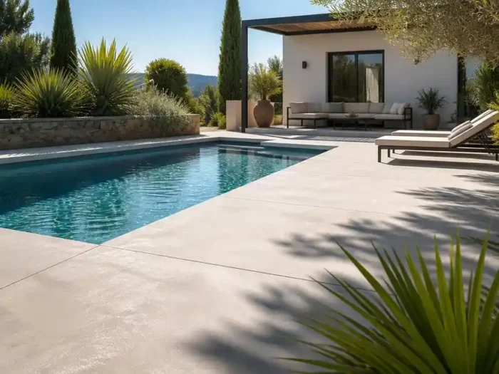 Sublimer les abords de son bassin avec une plage en béton décoratif