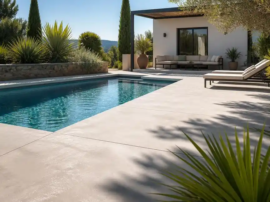 Sublimer les abords de son bassin avec une plage en béton décoratif