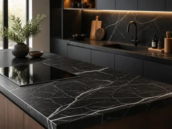 Sublimer sa cuisine avec un plan de travail effet marbre noir