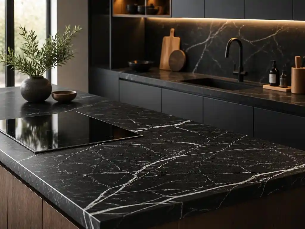 Sublimer sa cuisine avec un plan de travail effet marbre noir