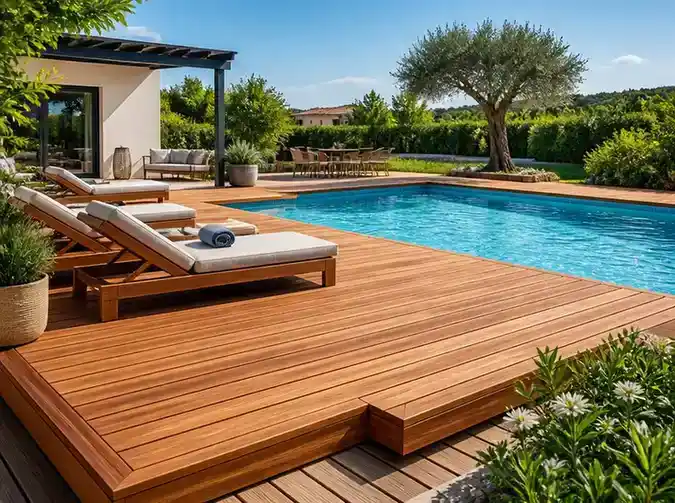 Aménager une terrasse en bois pour votre piscine hors sol